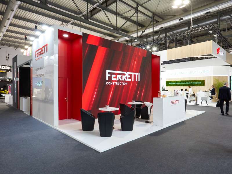 fairs in Italy, high quality exhibition stands, made in Italy, ledwall, form installations Milan