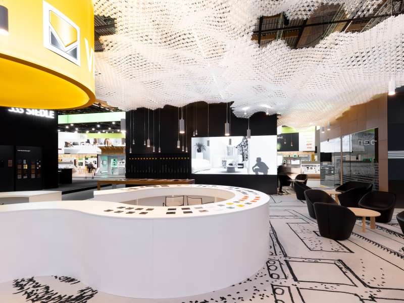 exhibitors' furniture and customized tables, fairs abroad, made in Italy, form the creative group, fair stands set-up