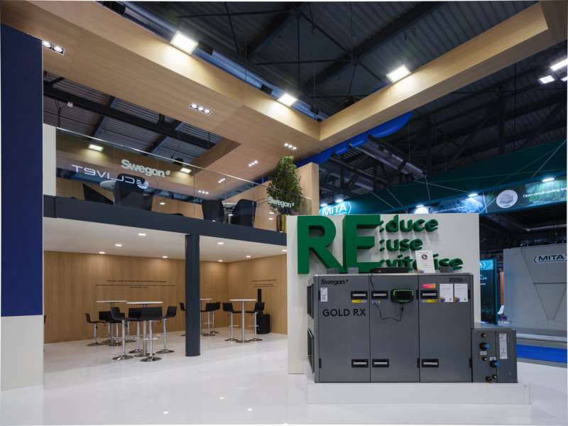 highly customized solutions, stand with mezzanine, made in Italy, 100% turnkey, exhibition stand builders