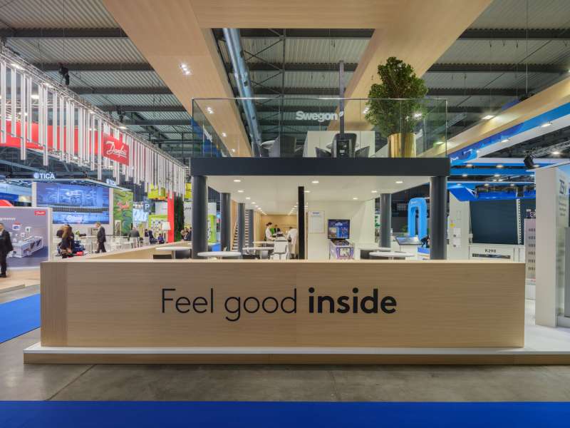 highly customized solutions, stand with mezzanine, made in Italy, 100% turnkey, exhibition stand builders