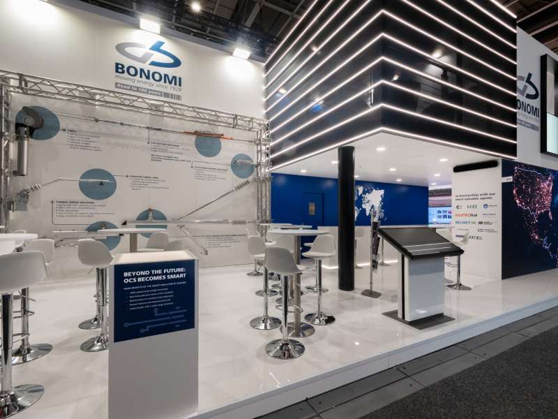 fairs abroad, stand with mezzanine, two-levels booth, ledwall, exhibition set-up